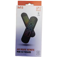 M5 Mini Wireless 7-Color Backlit LED Rechargeable RF Communication Remote Control Air Mouse Mini Keyboard Plastik Untuk Penggunaan di Rumah