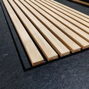 Room Backdrop Theater Wood Slat Grooved Soundproof Wall Diffuser Bedroom Interior Fireproof Bamboo Wooden Acoustic Panel