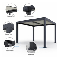 Tente à baldaquin en aluminium, grande, imperméable, résistante à la pluie, pour terrasse naturelle, pagode, gazebo, pavillon avec revêtement en poudre