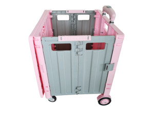 Vente en gros de caddie pliante en plastique Chariot utilitaire pliable à 4 roues Chariot à roulettes portable à 4 roues Coffre de supermarché 50L - Product Image 3