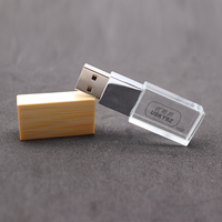 Boîte-cadeau promotionnelle USB en bois 16GB 32GB 64GB 128GB 2.0 256GB3.0 LOGO personnalisé clé USB en bois cristal clé Flash