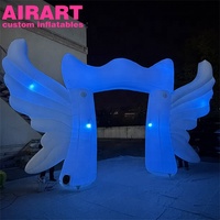Grande Arche Gonflable Blanche en Forme d'Ange avec Ailes et Lumières LED Intégrées, Ornement Gonflable pour Scène de Festival de Musique en Plein Air, Plage, Rave
