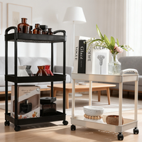 Chariot de rangement multifonctionnel mobile à 2/3/4/5 niveaux en plastique, chariot utilitaire à roulettes, chariot de rangement pour la cuisine, organisateur avec roues