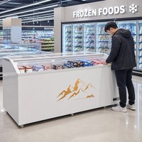 Congélateur coffre commercial 509L avec couvercles à charnières en mousse convertible, 2 paniers alimentaires, compresseur Dongbei R290, pour stockage de crème glacée en supermarché