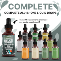 Échantillon gratuit OEM Gouttes de liquide de Shilajit avec mousse de mer Ashwagandha Zinc Magnésium Vitamines Boisson énergétique minérale