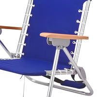 Lot de 2 chaises de plage pliantes à suspension à lacets, 4 positions, avec coussin et porte-gobelet, structure métallique, bleu marine, mobilier d'extérieur