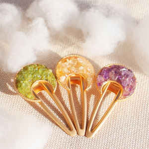 Vente en gros de pinces à cheveux en cristal de haute qualité, pinces à cheveux en cristal naturel, améthyste, quartz rose - Product Image 4