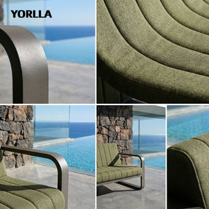 Ensemble <span class=keywords><strong>de</strong></span> canapés d'extérieur modernes en aluminium avec revêtement côtelé, mobilier <span class=keywords><strong>de</strong></span> patio, canapé lounge 4 pièces - Product Image 5