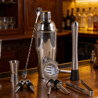 Ensemble de Barware Professionnel en Acier Inoxydable Écologique et Tendance : Shaker, Muddler, Jigger et Verseur pour Bar à Domicile et Fêtes