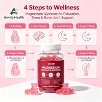 Gummies de glycinate de magnésium pour le sommeil, la relaxation, le soutien des os et des articulations, complément alimentaire, fabrication OEM, étiquette privée personnalisée