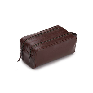 Borsa da toilette con doppia cerniera portatile Premium in pelle di Royal Fair elegante da polso Organizer borsa da lavaggio Kit per <span class=keywords><strong>viaggi</strong></span> da uomo - Product Image 1