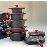 Ensemble de casseroles de cuisine Hausroland 14 pièces, vente en gros, antiadhésif, en aluminium forgé, pour la maison, compatible induction