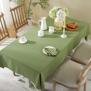 Pure 100% Cotton Table Cloth Kitchen Dinning Tabletop Decor Wrinkle Table Cover