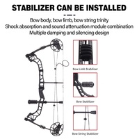 Arco Compuesto SPG para Arquería y Caza, Set con Estabilizador, Mira, Carcaj, Reposaflechas, Diana y D-Loop, 35-70 lb, Equipo de Entrenamiento de Metal