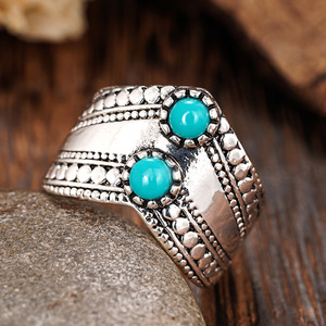 Anello Geometrico Vintage Effetto Turchese, Stile Minimalista Boho, Gioielli da Donna - Product Image 2