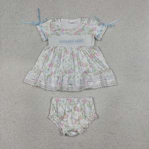 In Stock Toddler Girls "MAMA'S MINI" Purple Tulip Print Ruffle Top & Ruffle Shorts Set Mother's Day Gift - Product Image 4
