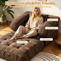 Fauteuil canapé simple pliable élégant au design moderne, 2-en-1, en mousse compressée, avec revêtement en tissu populaire, pour le loisir