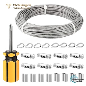 Kit para Jardín y Hogar, Cable de Acero Inoxidable 304 de 50m/164ft, Altamente Pulido, Recubierto de PVC, 2mm, con Anillas, Clips y Abrazaderas M2 - Product Image 3