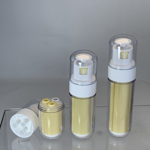 Embouteilleur de lotion vide AS PETG Botella De <span class=keywords><strong>Bomba</strong></span> Sin Aire nouveau design à 3 chambres 30 bouteilles de sérum et de lotion triple sans air de 45ml - Product Image 1