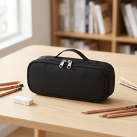 Estuche de Lápices de Tela Negro de Gran Capacidad ZhongHong, Bolsa para Lápices con Cierre, Impresión por Sublimación, Bolsa Portátil para Útiles Escolares con Asa