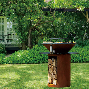 Forniture da Giardino: Barbecue Multifunzione in Acciaio Corten per Patio, Griglia da Esterno e <span class=keywords><strong>Cucina</strong></span> - Product Image 4