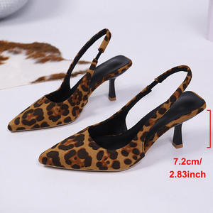 Оптовая продажа напрямую с фабрики: женские модные высокие сандалии на шпильке с леопардовым принтом и острым носком - Product Image 6