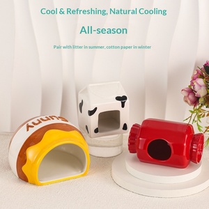 Lit-cachette personnalisable OEM pour petits animaux, en céramique rafraîchissante pour l'été, en forme de dessin animé, durable, pour hamster syrien et cochon d'Inde - Product Image 2