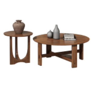 Ensemble table basse moderne gigogne en bois Table d'appoint en bois massif Tables d'appoint rondes pratiques Meubles de salon Grand petit ensemble - Product Image 1