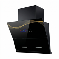 Hotte de cuisine électrique 600 mm à forte aspiration avec moteur latéral en cuivre, LED, en métal et verre, pour foyer domestique