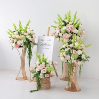 Boule de fleurs artificielle rose et verte en tissu de soie, très recommandée et populaire, pour la décoration de la maison et de mariage