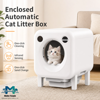 Bac à litière intelligent autonettoyant avec contrôle vocal et vidéo via application, grande toilette fermée pour les foyers multi-chats