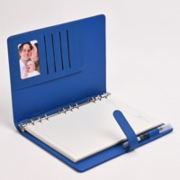 Carnet promotionnel à reliure en cuir PU épais à 9 anneaux avec pochette pour cartes pour cahier d'étudiant