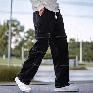 بيع بالجملة من المصنع لجينز رجالي جديد بخصر مطاطي على الطراز الأوروبي والأمريكي مع جيوب جانبية وساق مستقيمة - Product Image 4