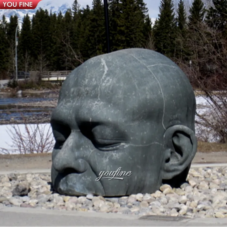 Estátua de cabeça masculina bronze fundição criativa ao ar livre, escultura