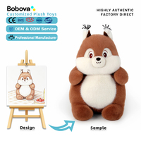 Peluche écureuil personnalisée en polyester super doux, rembourrage en coton PP, queue brodée, jouet apaisant et confortable pour enfants