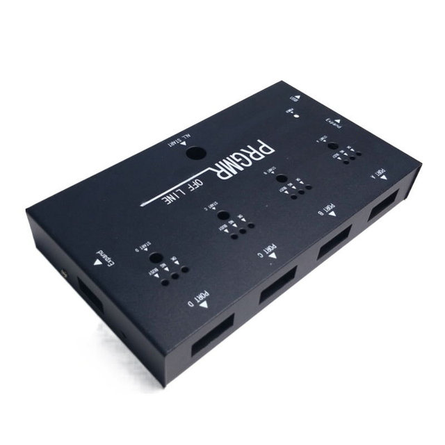 Offline Programmer Metal Enclosure Custom Multi Port Cutout Chassis With Indicator Button Holes Chip Programming Circuit Board