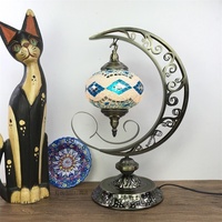 Table de chevet turque en fer forgé mosaïque de verre LED, style ethnique rétro méditerranéen, pour chambre, salon, salle à manger, café