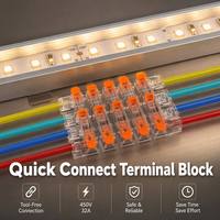 Bloc de bornes à pression pour câble en cuivre multibrins 450V 32A, sans tournevis, ignifuge V0 pour la décoration intérieure