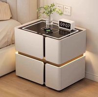 Table de chevet intelligente en bois massif, design moderne, avec fonctions intelligentes, mobilier de chambre haut de gamme, luxe discret, aucune installation requise