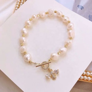 Bracelet en acier inoxydable 316L avec pendentif croix personnalisé en perle naturelle et zircon, bijoux de mode pour femme - Grande Vente - Product Image 3