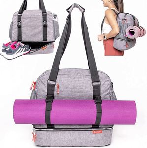 Sac de sport pour tapis de yoga en toile à motifs avec poche et fermeture éclair, fabriqué en usine BSCI - Product Image 1