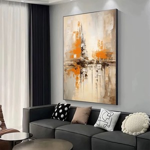 Modern <b>Abstract</b> Oil Painting Hand Painted Rectangle Beige Frameless Living Room Wall Art Decorative <b>Canvas</b> Art - Product Image 3