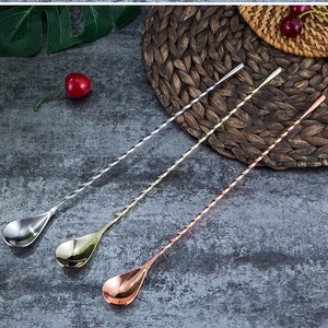 ملعقة خلط كوكتيل طويلة من الفولاذ المقاوم للصدأ 304 بلون ذهبي نحاسي لمجموعات أدوات البارتندر - Product Image 3