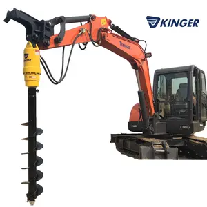 KINGER Factory supplier Hydraul Earth Auger Drill Ground Drill Excavator attached