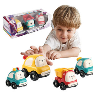Lot de 3 véhicules à friction sans batterie : Voiture de police, Camion benne et Taxi. Jouets de voiture à inertie de dessin animé pour enfants, idéal pour cadeau, vente en gros. - Product Image 1