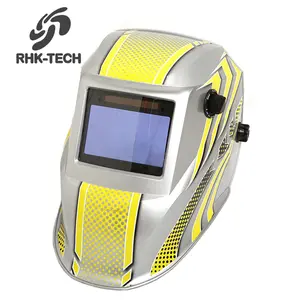Rhk r25000 sombra variável de 4 sensores, bateria substituível, escurecimento automático, energia solar, capacete de soldagem