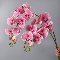 Batang Anggrek Phalaenopsis Buatan Real Touch, Cabang Panjang Tunggal, Anggrek Kupu-kupu Palsu untuk Dekorasi Rangkaian Bunga Pernikahan dan Rumah