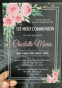 บัตรเชิญพลาสติกใสลาย UV ออกแบบเฉพาะบัตรเชิญงาน<span class=keywords><strong>แต่งงาน</strong></span>ด้วยเลเซอร์ตัดด้วยอะคริลิค - Product Image 4