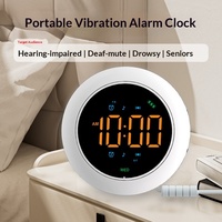 Reloj de Pared LED 2026 con Vibración, Música y Funciones Recargables para Personas Sordas y como Ayuda para Dormir para Niños