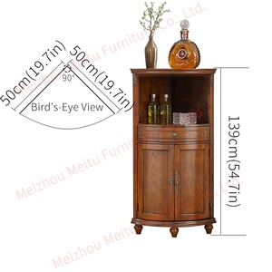 19.7"x19.7"x54.7" Cherry Solid Wood Tall with Drawer &amp; Sliding Doors Vintage <strong>White</strong> Ash <strong>Corner</strong> <strong>Cabinet</strong> for Bedroom Office - Product Image 6
